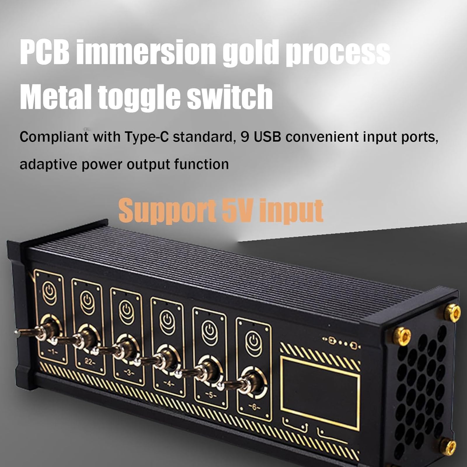 6-portowy przełącznik USB, 6 portów, rozdzielacz USB C, ozdoby biurkowe, modułowy koncentrator USB, retro pozłacany stół, do telefonów, tabletów, gadżetów