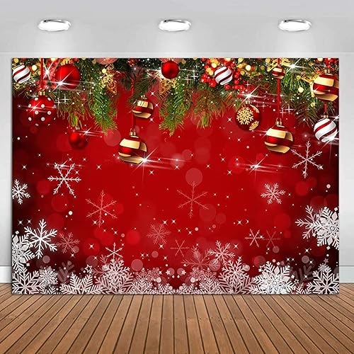 Miniatura 3 de Fondo de fotografía de vinilo rojo de 8 x 6 pies para fotografía de Navidad, fiesta de vacaciones de invierno, fondo fotográfico, Año Nuevo,
