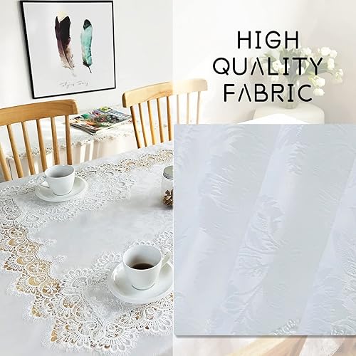 Miniatura 5 de Juego de 6 manteles individuales de encaje de poliéster para mesa de comedor, estilo granja, color blanco, para boda, hotel, cocina, 12 x 18