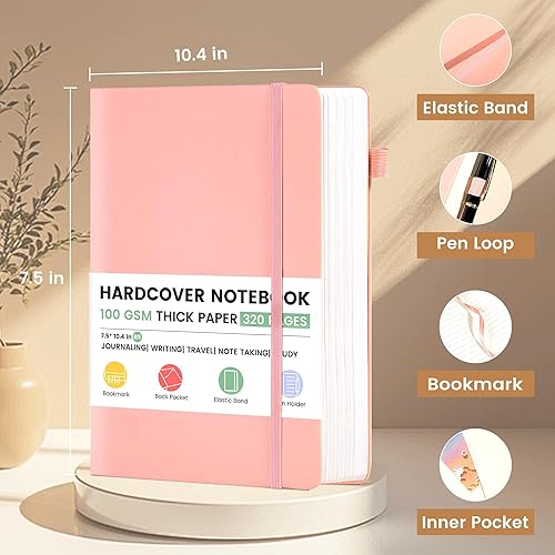 Miniatura 3 de CAGIE Cuaderno rayado, 320 páginas, cuaderno de rayas universitarias, diario grueso de papel de 3.53 ozyd, diario B5 de tapa dura de cuero para