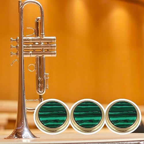Miniatura 6 de BQLZR Botón de dedo de trompeta verde dorado Instrumentos musicales diámetro 0.630 in piezas de repuesto paquete de 3