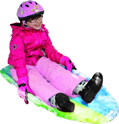 Miniatura 2 de ESP - Trineo Day Glow Sno Cruiser de 48 pulgadas, trineo para dos jinetes, poliresina resistente, parte inferior pulida con diamante, teñido anudado