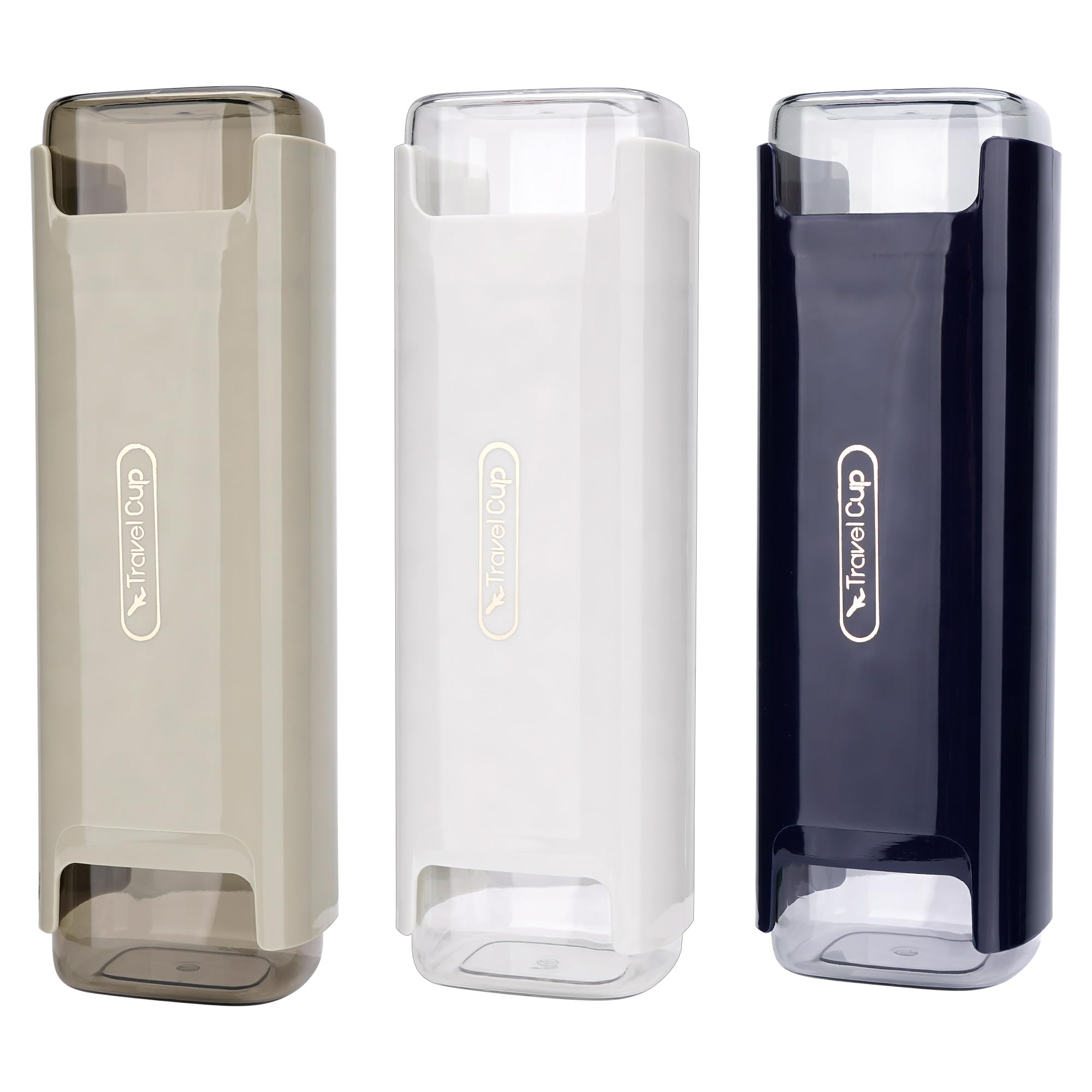 Paquete de 3 fundas portátiles para cepillo de dientes de viaje, funda para pasta de dientes con taza de enjuague bucal dividida, funda para cepillo de dientes de viaje para viajes, negocios