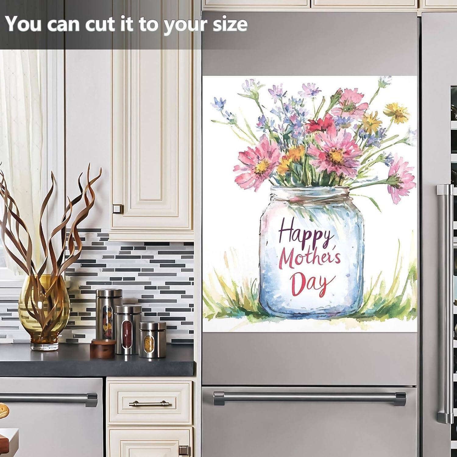 Mother's Day Flowers Floral Dishwasher Magnet Cover Dishwasher Sticker Magnet Cover, Refrigerator Magnet Decal Panels 23” x 26”