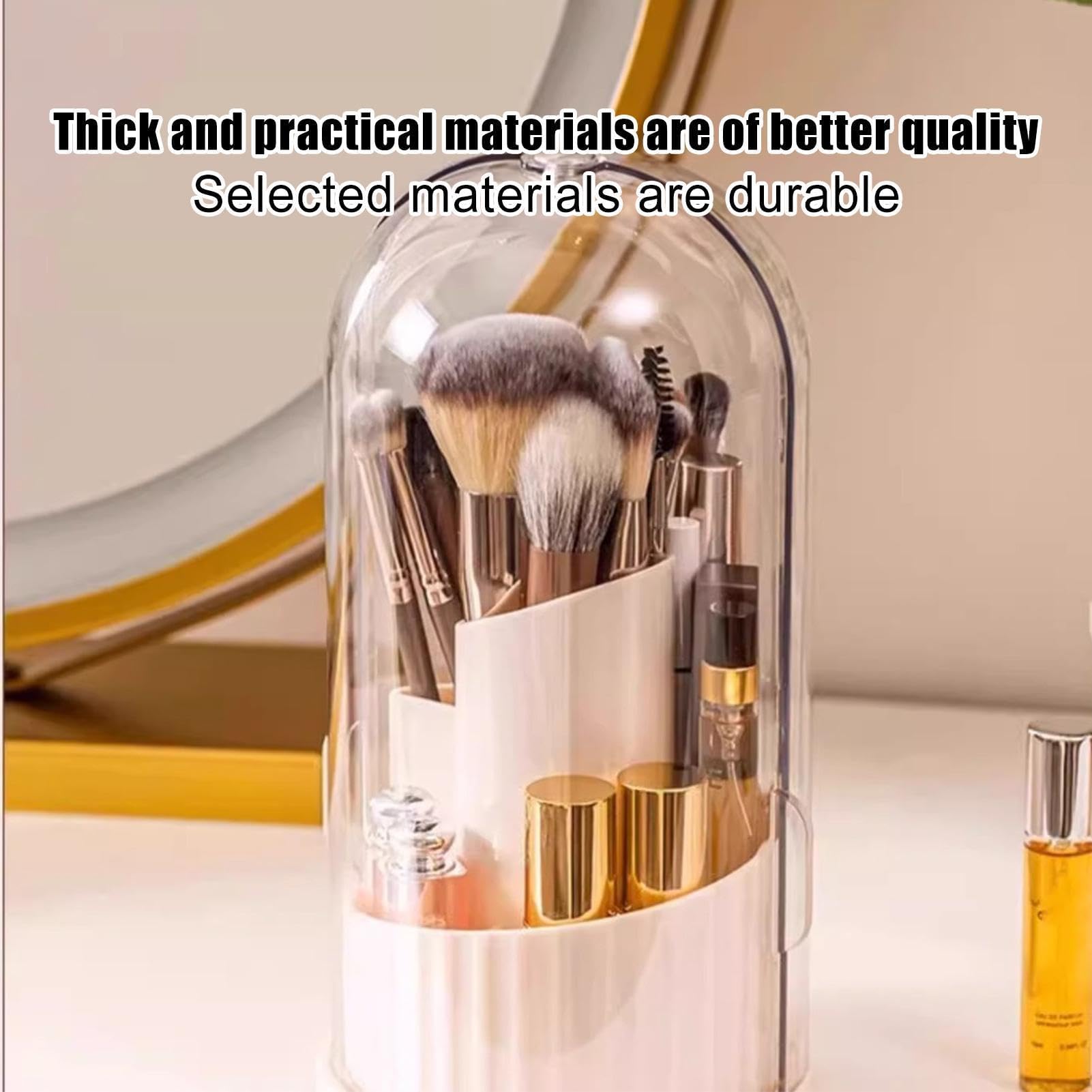 Organizer per pennelli da trucco, con scomparti multipli con coperchio trasparente, per scrivania, bagno e dormitorio, ideale per rossetti, mascara, matite per sopracciglia e accessori di bellezza