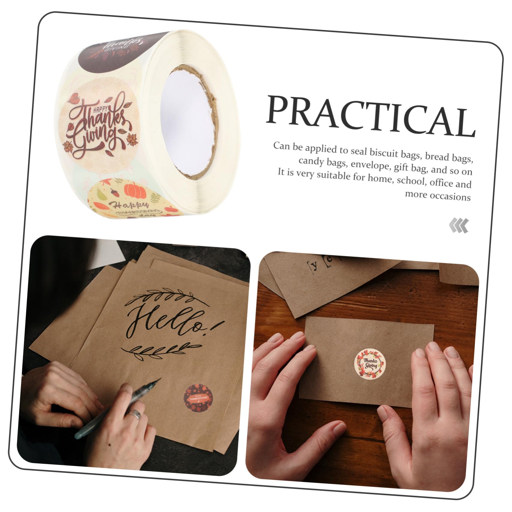 STOBOK 4rotoli Etichette Adesive Decorative Per Sealing Di Stickers Per Ringraziamento Per Buste e Confezioni Di Biscotti Pane e Regali