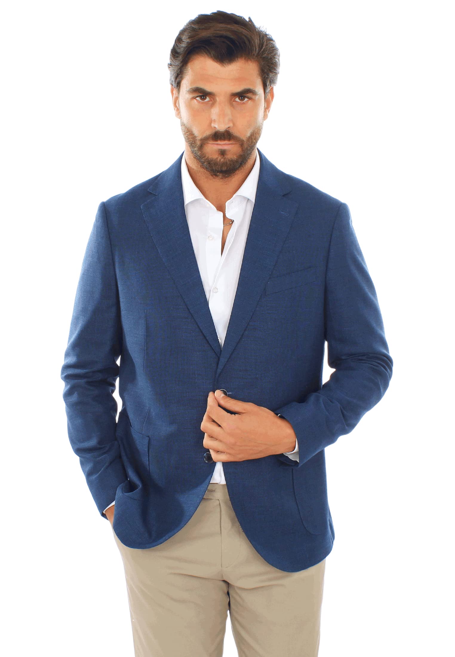 Ciabalù Giacca Uomo Elegante Estiva Blazer Slim Fit Blu Sfoderato