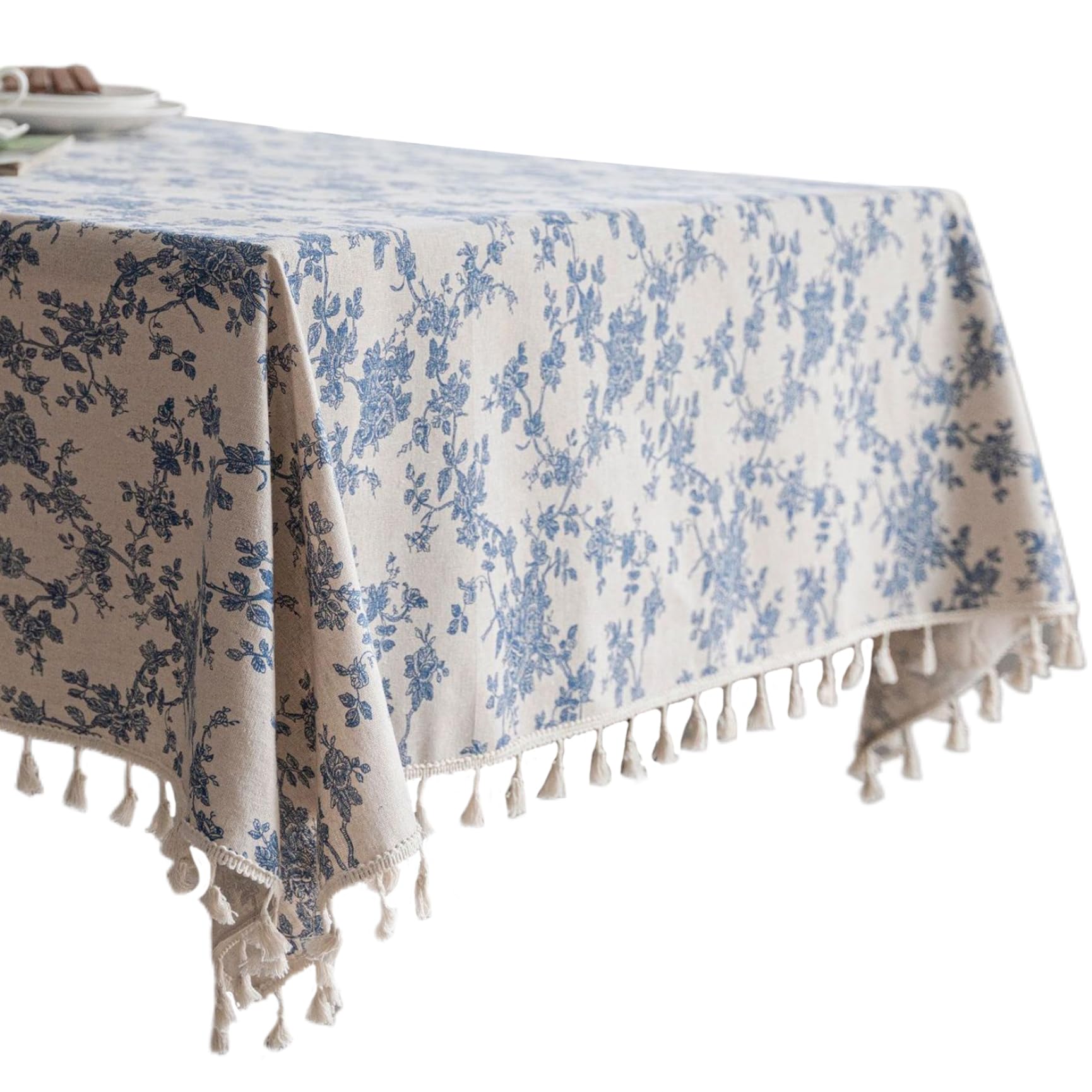 Nappe en coton et lin anti-plis table rectangulaire style pastoral