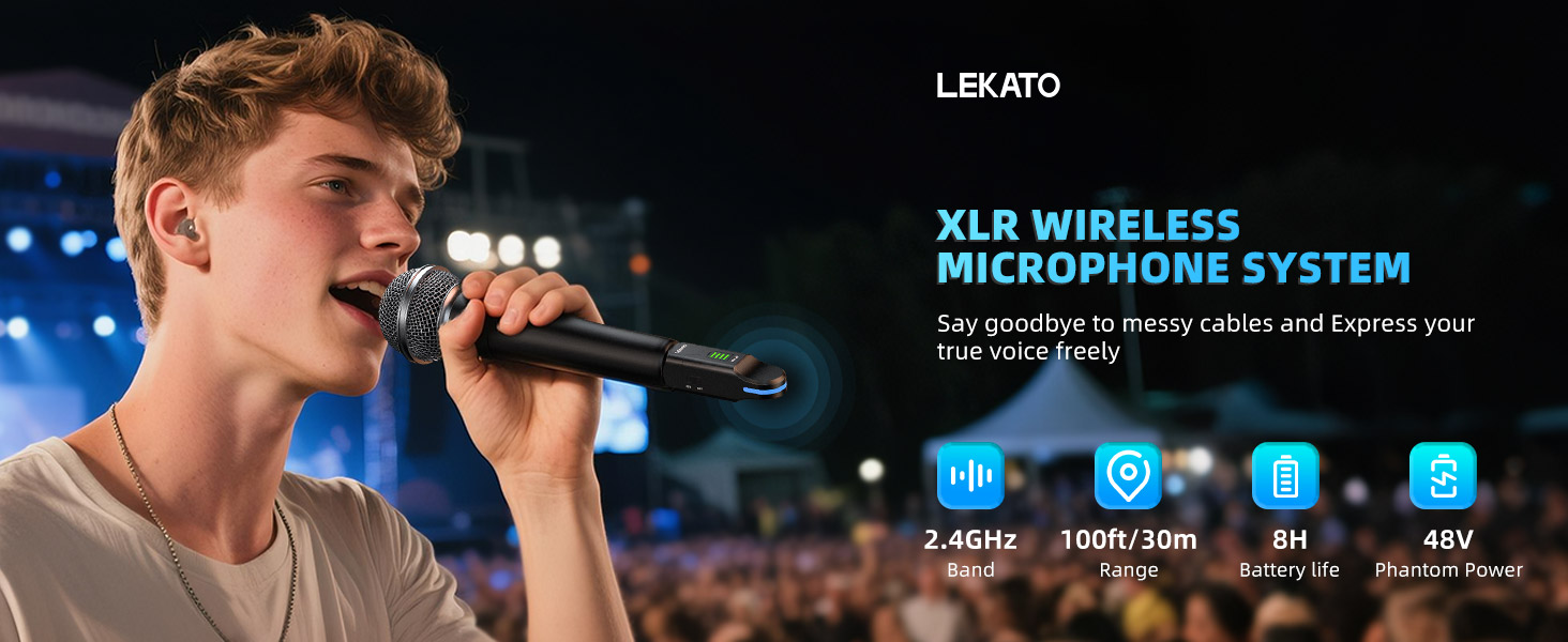 Amazon.com: LEKATO Wireless XLR Transmitter Receiver MW-20, 48V