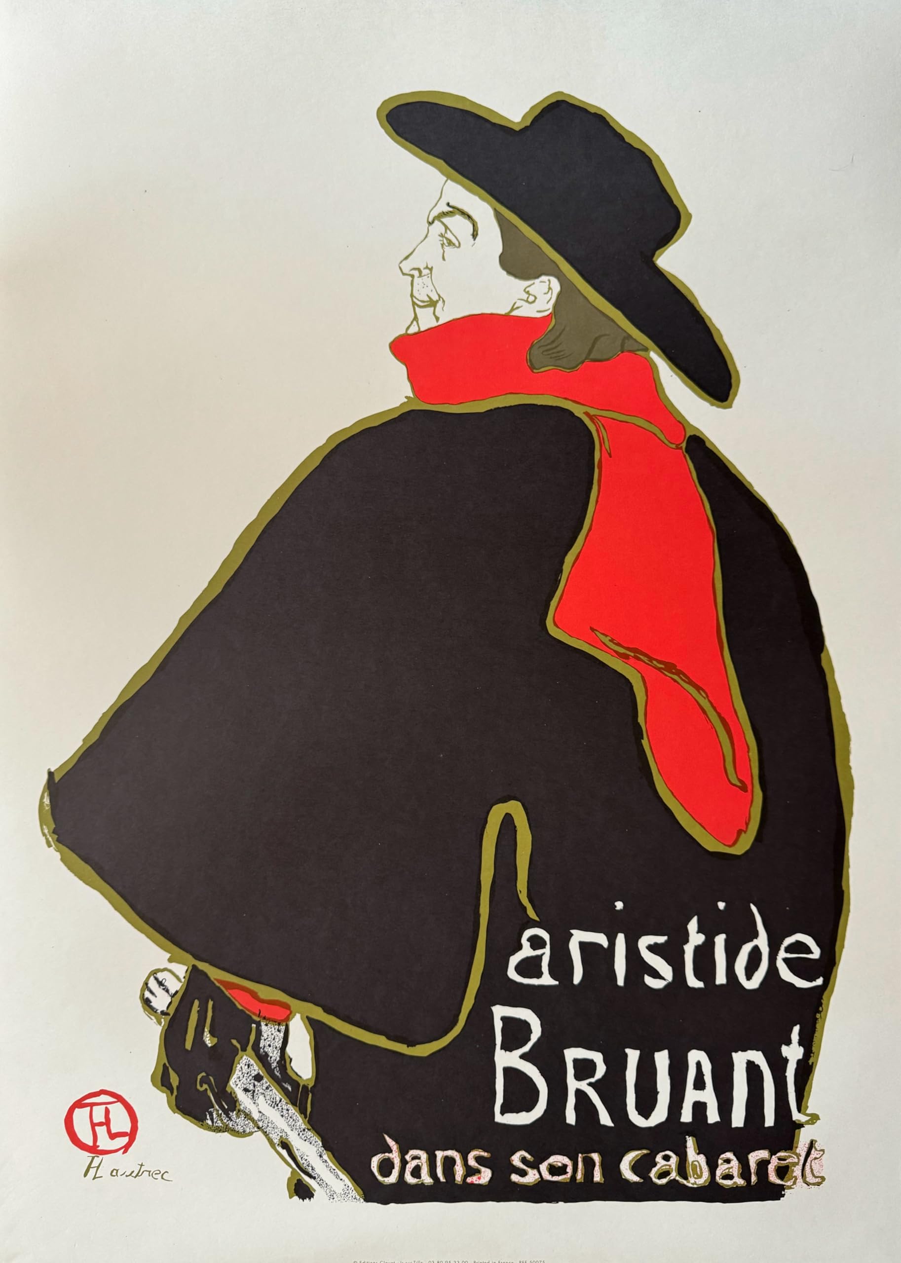 Affiche Aristide Bruant lithographie 50x70 cm pour décoration murale rétro