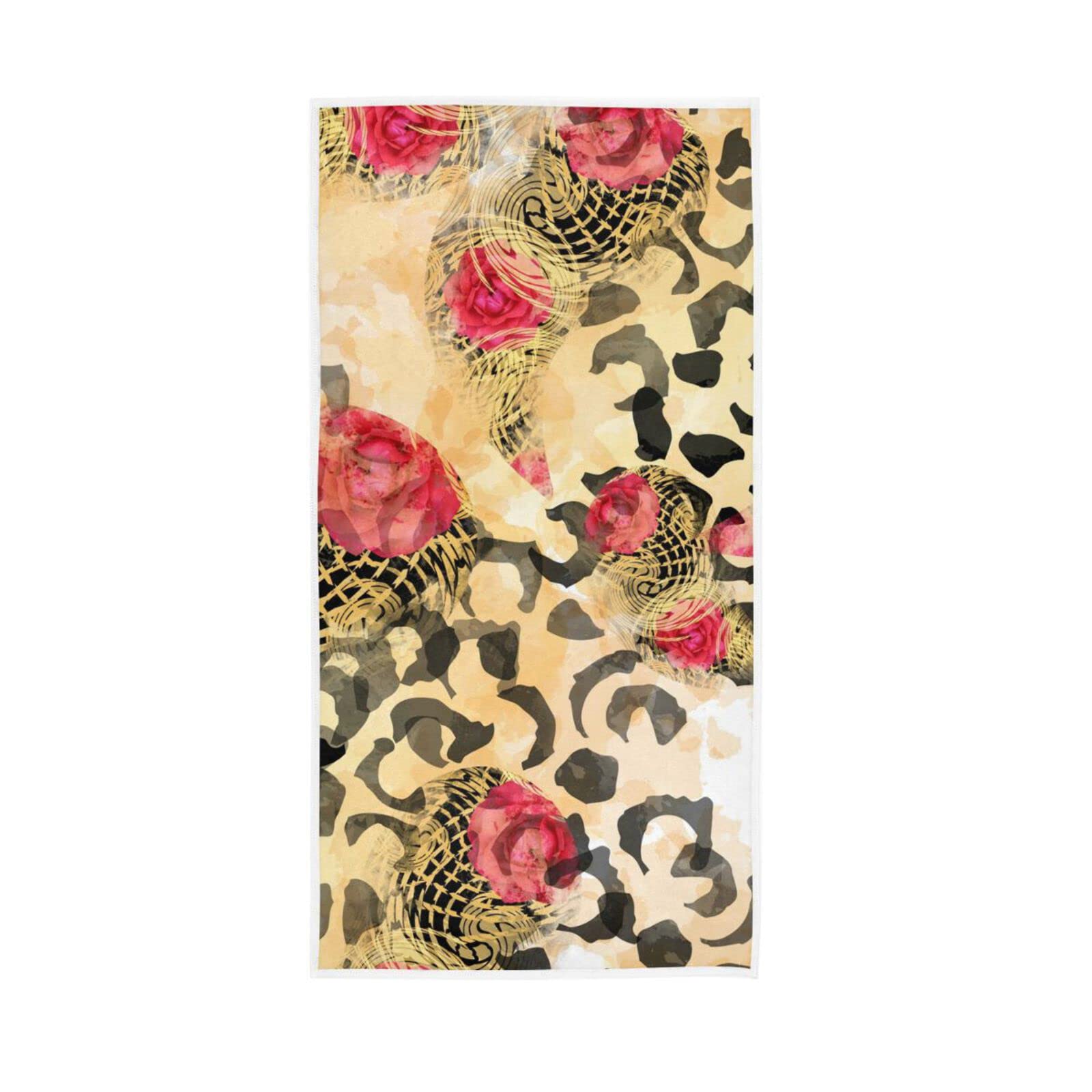 LSRCPD Hand Towels Floral Leopard Print Decor Fingertip Soft Face Towel Absorbent Bathroom Kitchen Towels