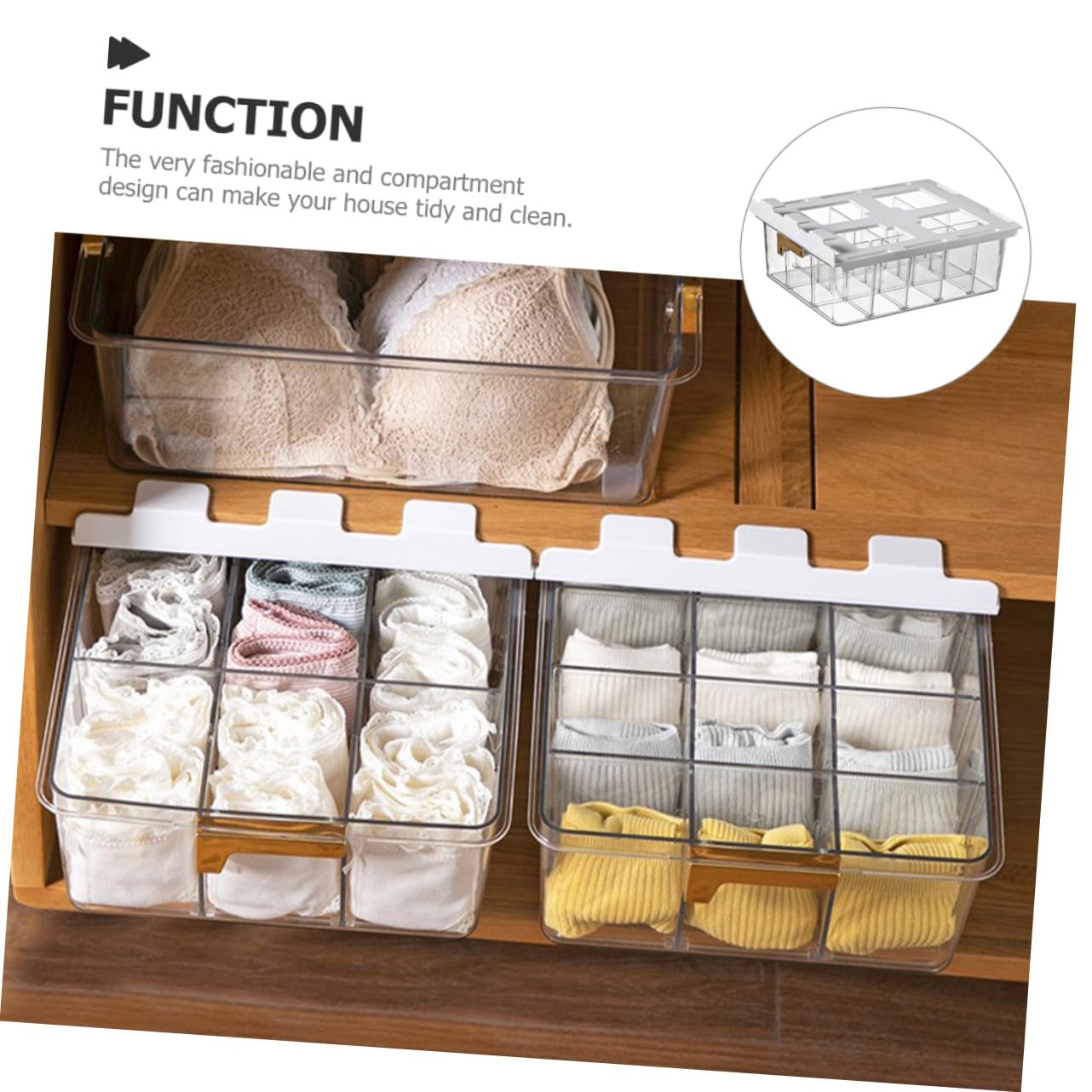 Sockenorganizer Schublade mit Mehreren Fächern aus Pet Transparent