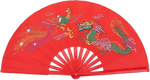 Miniatura 1 de Ventilador de lucha, ventilador chino de Kung Fu Tai Chi, ventilador plegable de mano rojo, ventilador de lucha de artes marciales, danza de bambú,
