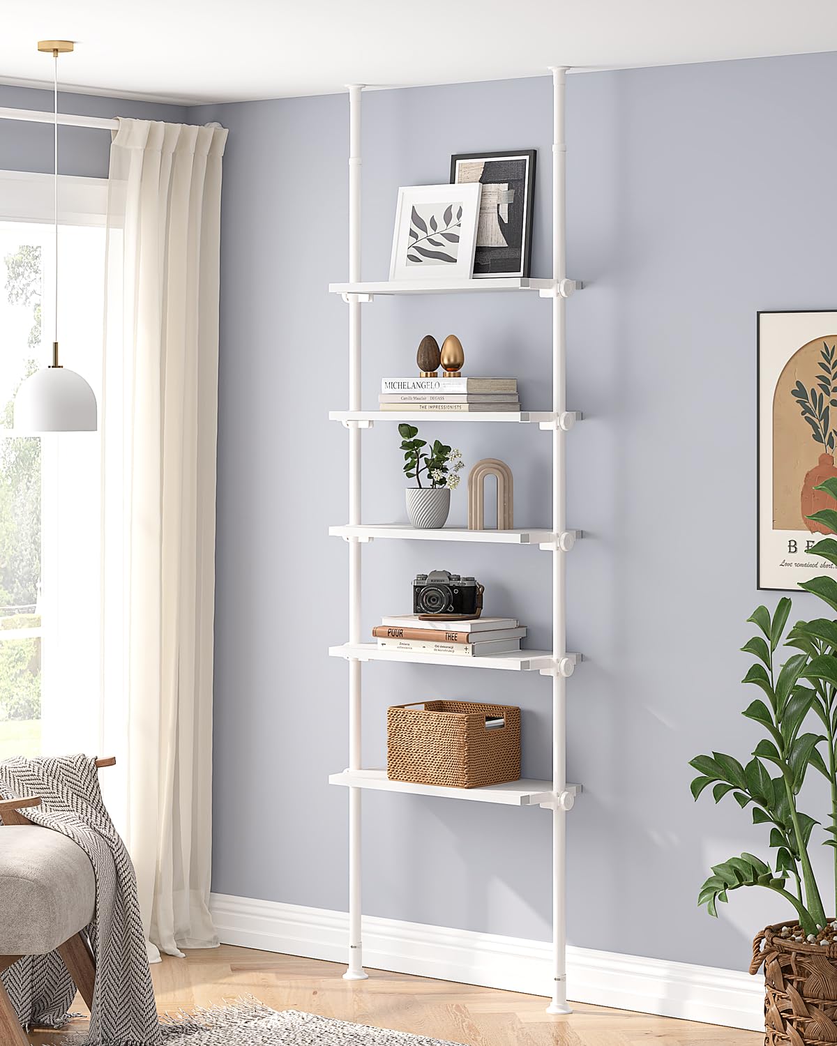 Amazon.com: ALLZONE 5 Tiers Narrow Bookshelf, Tall Adjustable