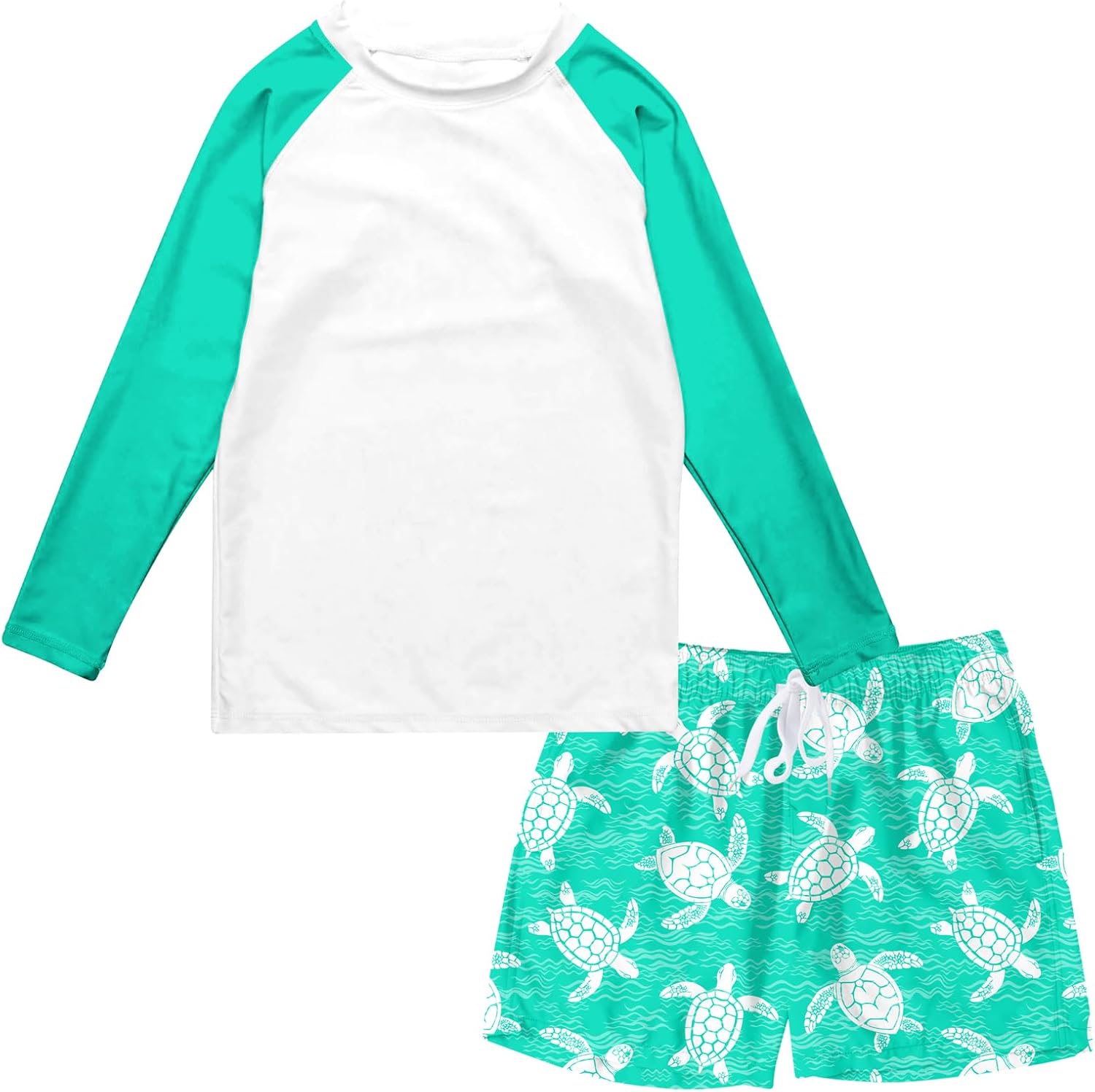 Boys Long Sleeve Rash Guard Swimsuit Kids 2-Pieces Bathing Suits Set
