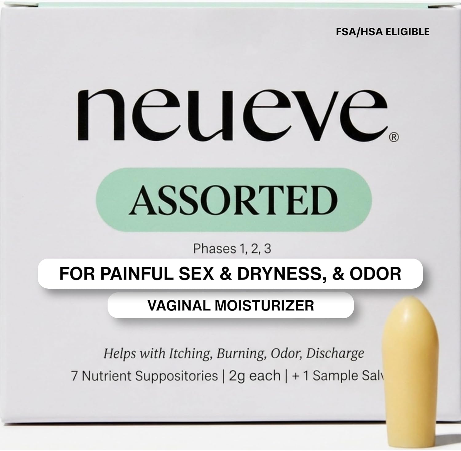 NeuEve Assorted Long-Lasting Vaginal Moisturizer Inserts | OB-GYN Formulated | Hormone-Free & Estrogen-Free | 100% Natural | 3-Phase Starter System | 7 Count | NOT JUST A MOISTURIZER