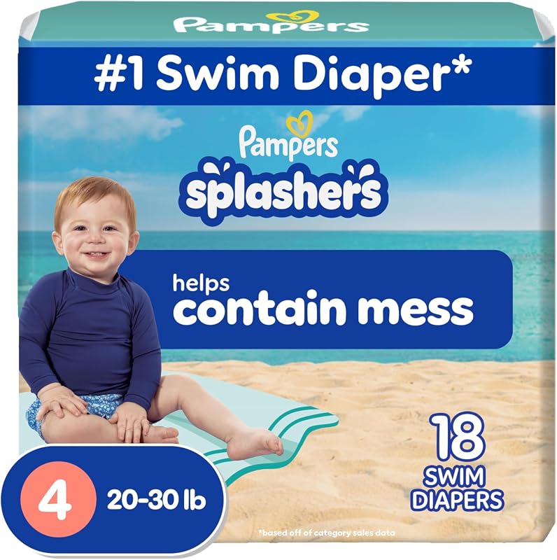 Pañales de natación Pampers - Splashers - Talla 4, 18 unidades, pantalones de natación desechables para bebé sin espacios