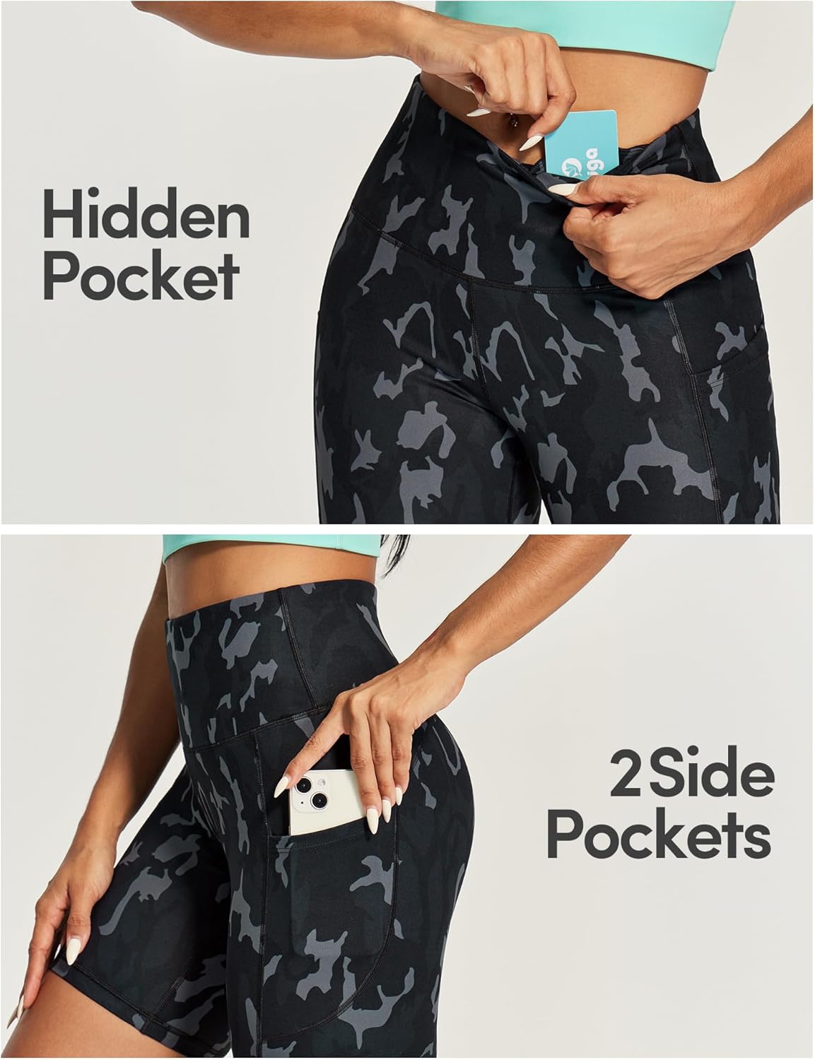 IUGA Biker Shorts Women 6" Tummy Control Workout Shorts Women with Pockets High Waisted Yoga Running Gym Spandex Compression