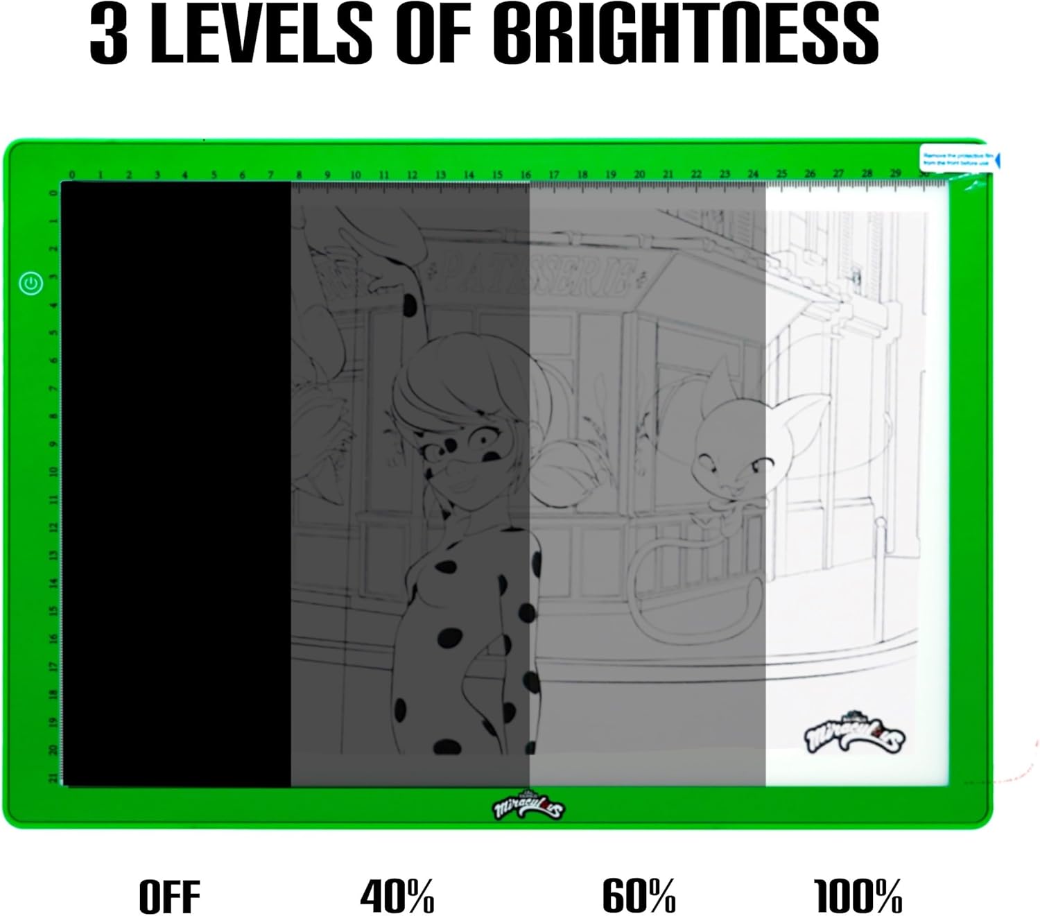 Miraculous Ladybug Portable LED A4 Light Pad Drawing Kit with Neoprene Case - Ultra-Thin USB Tracing Pad, Adjustable Light Box & 5 Coloring Pages - Art, Sketching, Tracing Tool (Cat Noir)