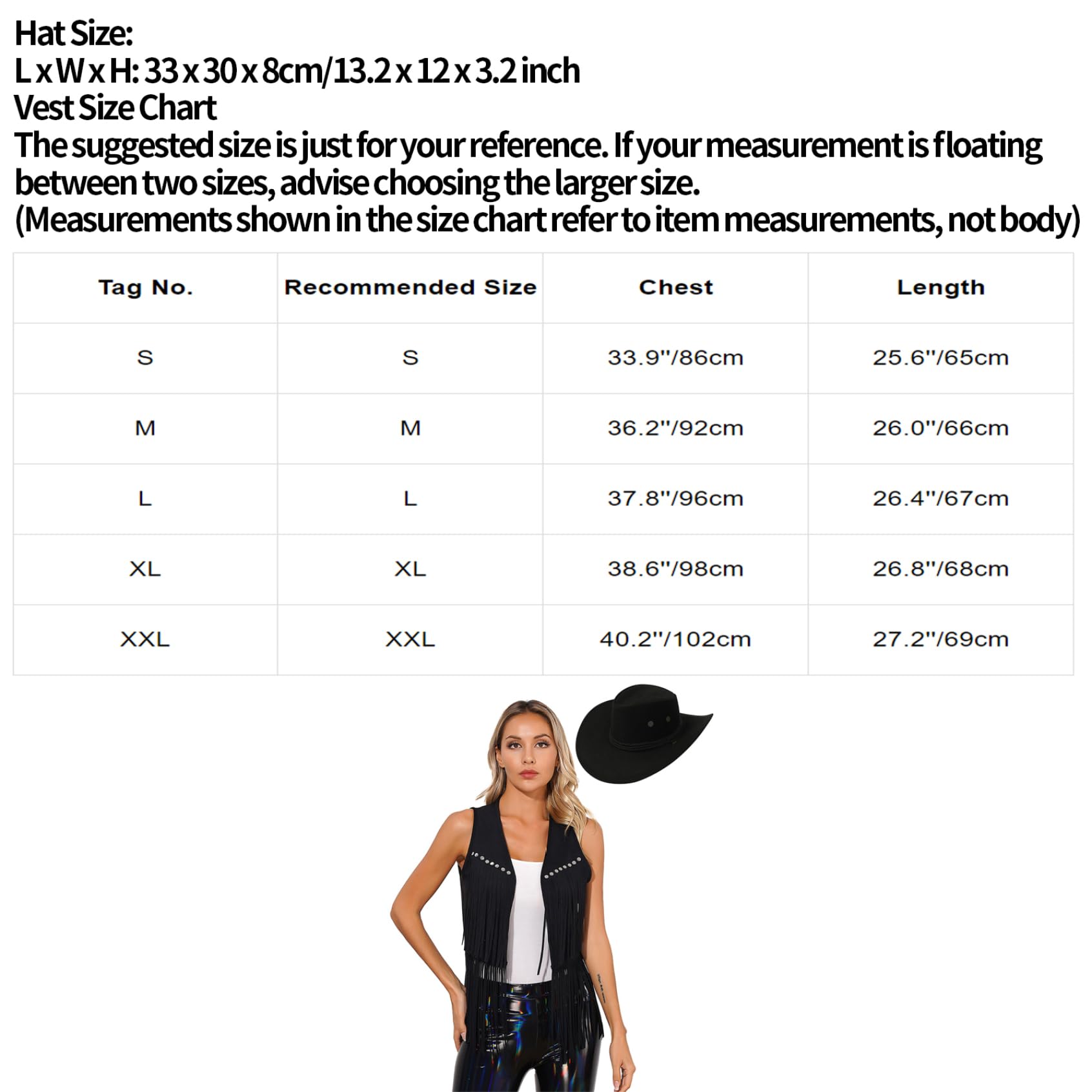Femme Gilet Frangé Sans Manches Veste Cowgirl Avec Chapeau Occidental Gilet Pour Déguisement Mascarade