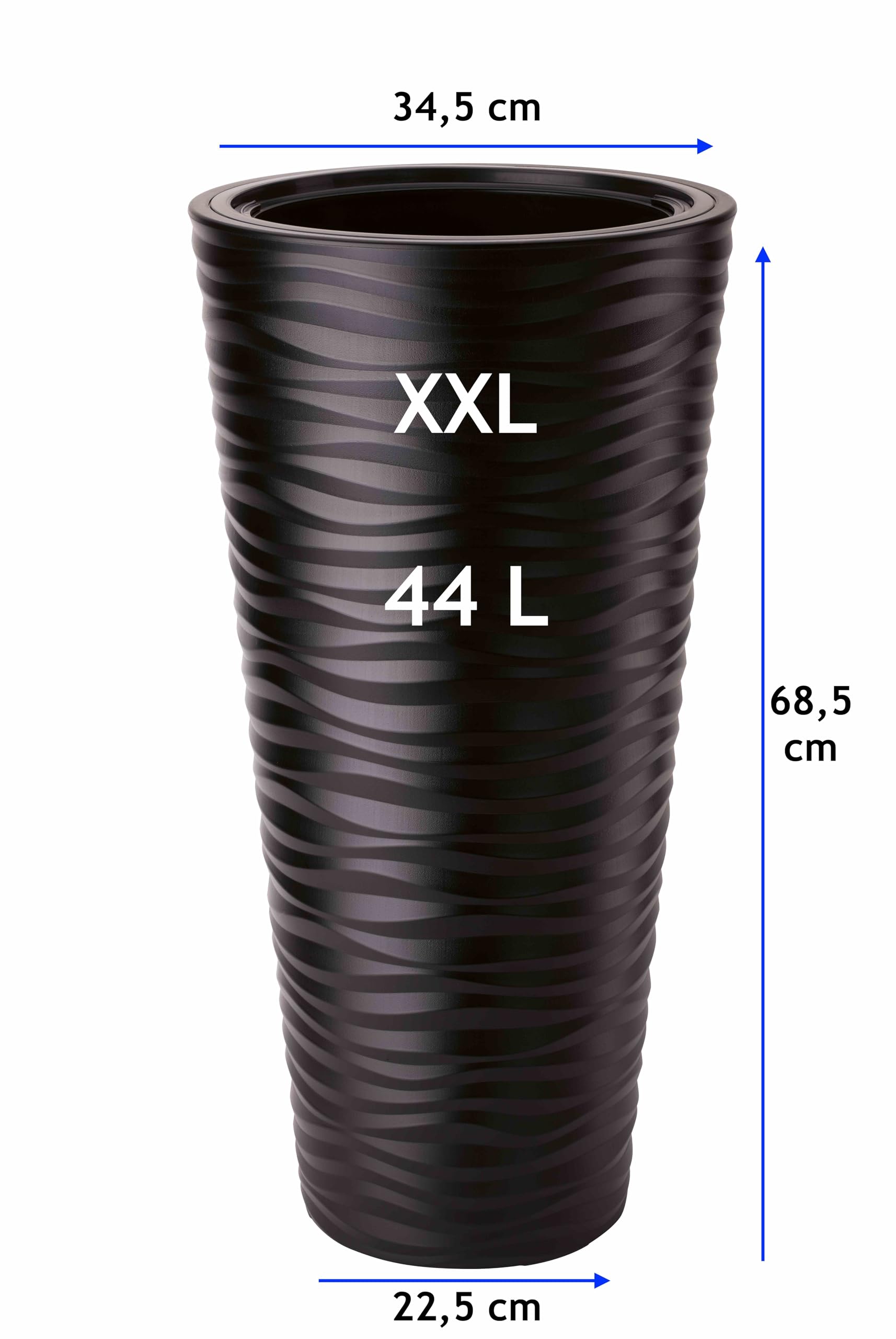 MELTOM Fioriera a forma di onda, sottile, rotonda, effetto 3D, set da 2: XXL, 3XL, nero (nero)