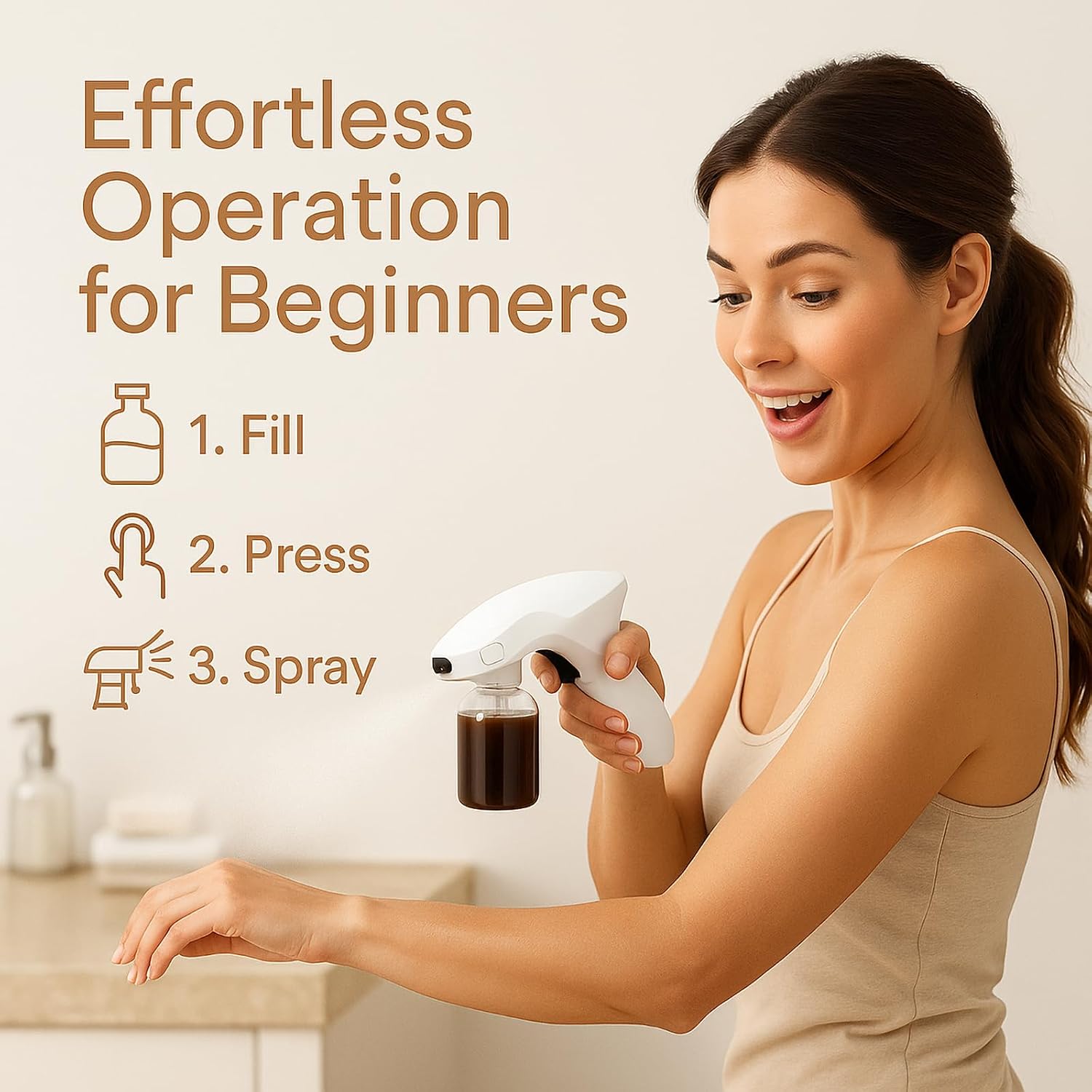 Cordless Professional Spray Tan Machine – Portable & Rechargeable Self Tanning Airbrush Gun – Delivers Smooth, Salon-Quality Sunless Tan for Home, Travel & Mobile Use