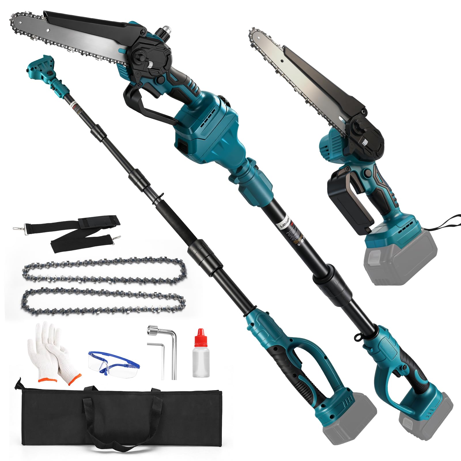 2 in 1 Cordless 8 inch Pole Saw & Mini Chainsaw Compatible with Makita 18V