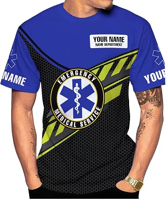 Custom EMS EMT Shirts Men Women, Personalized Paramedic Uniform Emergency Medical Technician Apparel, EMS Week Gifts