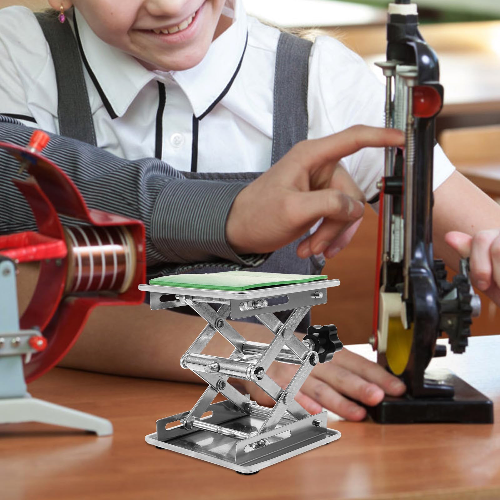Mesa de laboratorio portátil de acero inoxidable ajustable de 7.5 pulgadas de altura para banco de trabajo de 28.5 pulgadas, soporte pesado para tories y Worhops