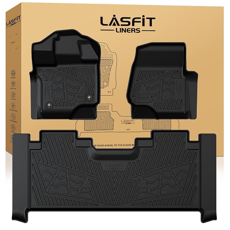 Tapetes Automotivos em TPE LASFIT para Ford F-150 SuperCab 2015–2026, Carpete, 2 Fileiras com Bancos Individuais, XS-FD43