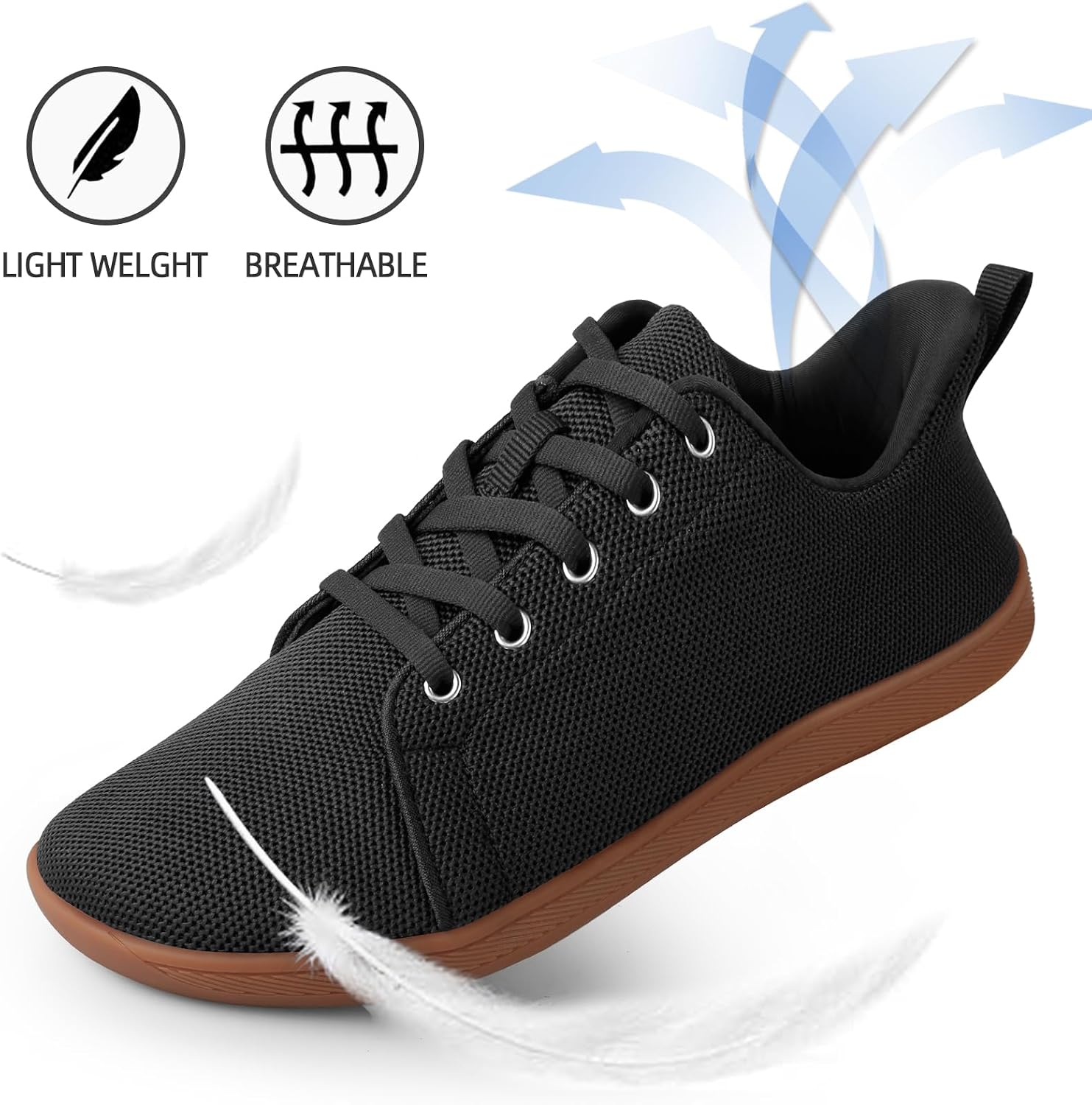 Non Slip Work Shoes for Women Wide Toe Box Food Service Shoes for Chef Kitchen, Restaurant, Hospital Black Slip Resistant Walking Zero Drop Sneakers 5w - 11w