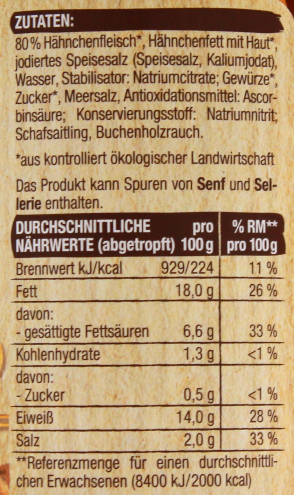 Edeka Bio Geflügelwiener im zarten Saitling, 12er Pack (12 x 250g)