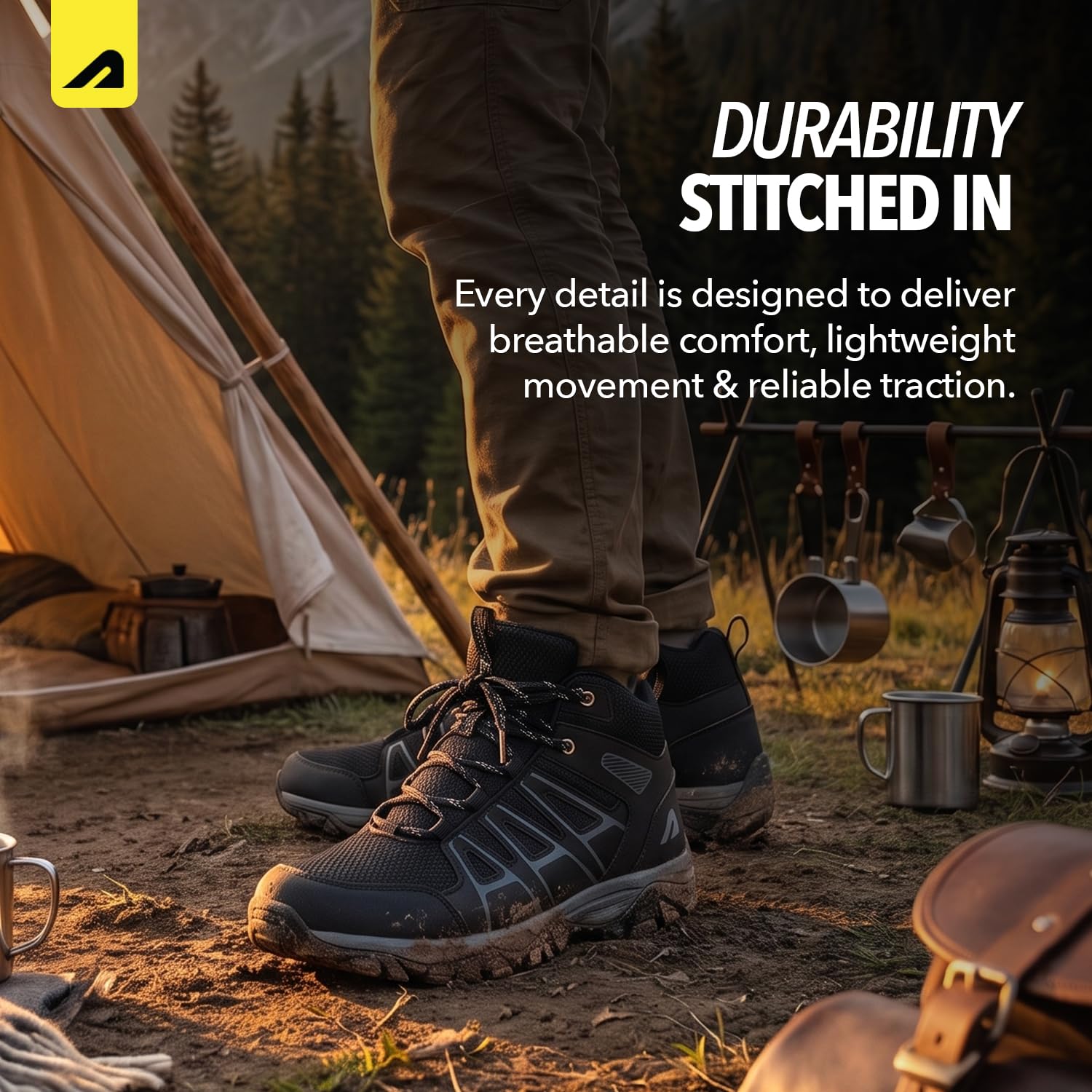 Boldfit Trekking Shoes for man Anti Slip Hiking Shoe for man Outdoor Trekking Shoe for Men Breathable Hiking Boots Comfortable Riding Shoes for Bikers lace up Riding Boots 3
