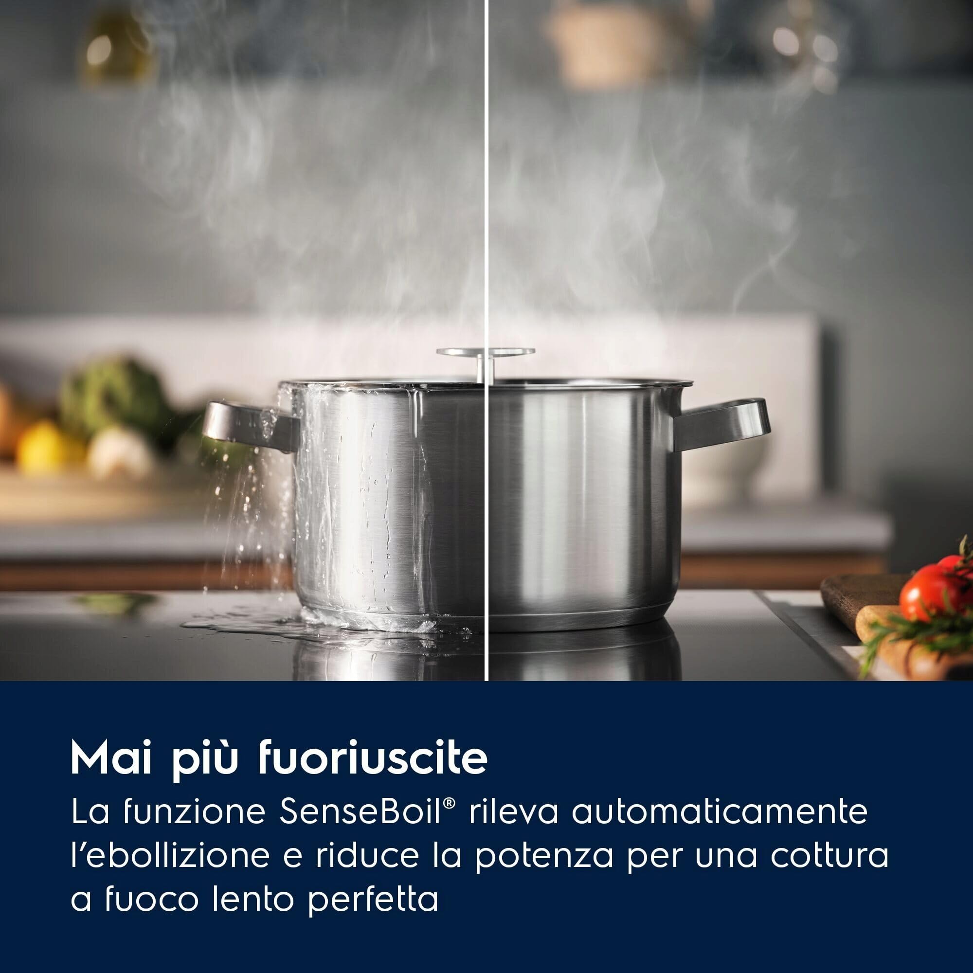 Electrolux Piano Cottura Induzione da Incasso, KIS62453I, 60 cm, Serie 700, 4 Fuochi, Zona Combinata Flessibile, Funzione Hob2Hood, SenseBoil, Comandi Slider Touch, Funzione Sicurezza Bambino