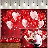 LTLYH 7x5ft Valentine's Day Backdrop Valentine's Day Red Love Heart Balloon Decor Banner Background Valentines Photo Backdrop Valentines Party Supplies 126