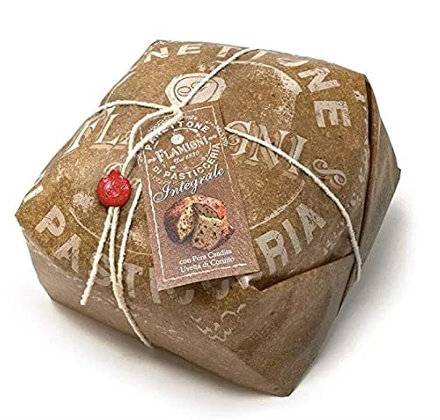 Flamigni 1930 | Artisanal Speciality Wholemeal Italian Panettone With Candied Pear Corinthian Raisin | Hand Wrapped Rustic Line - 1Kg