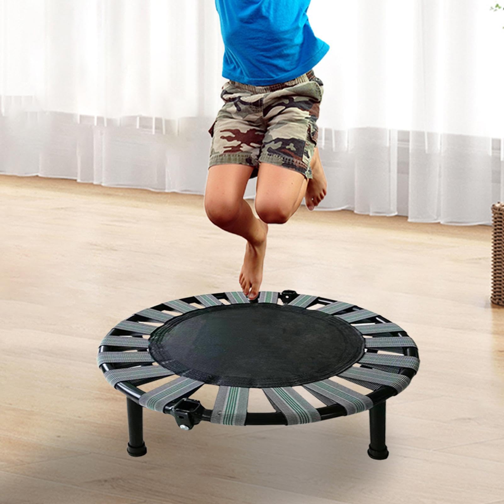 Trampolino Fitness Pieghevole 165 Libbre - Letto Elastico Silenzioso Per Casa E Giardino | Per Adulti E Bambini - Foto 6