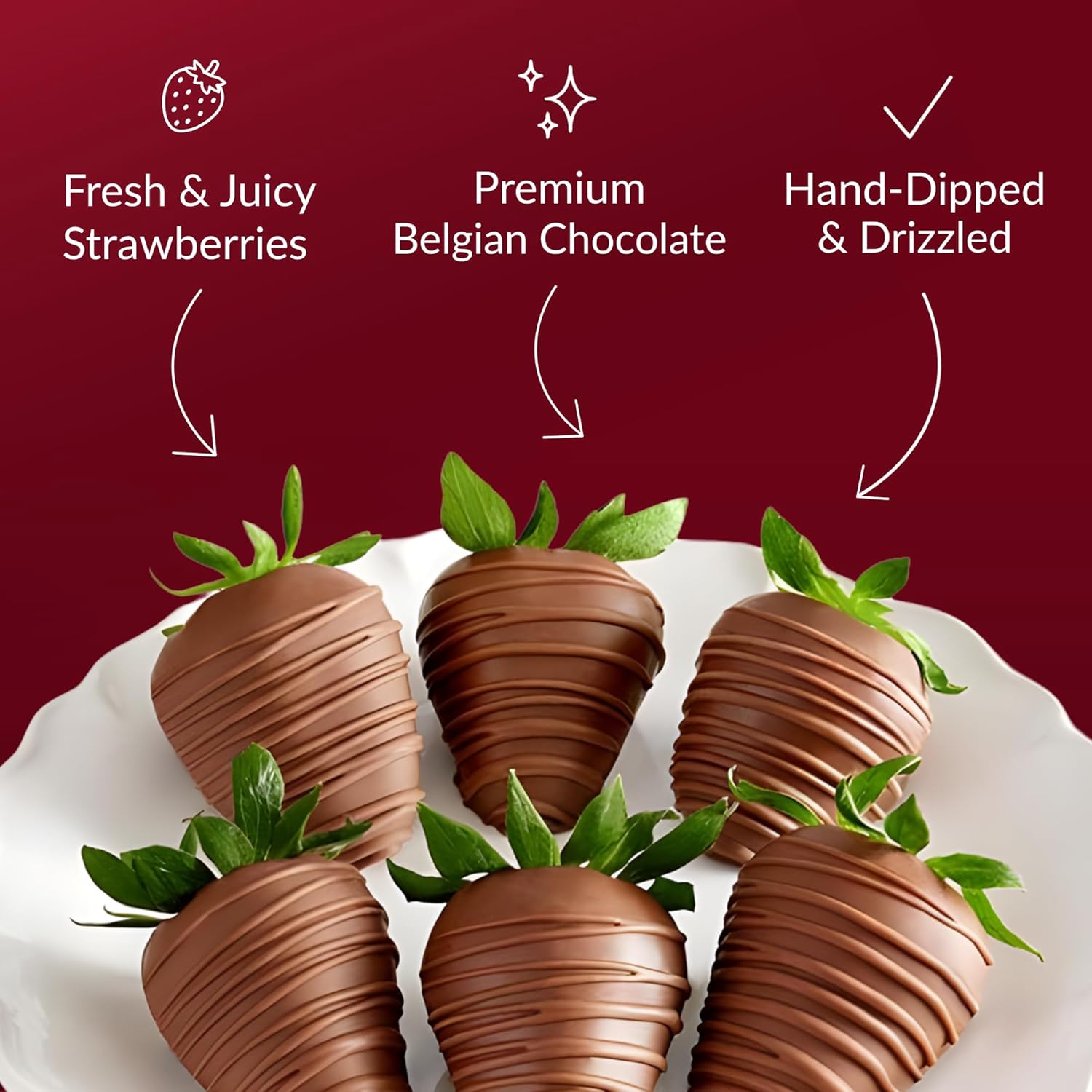 Shari’s Berries Artisan Belgian Milk Chocolate Covered Strawberries | Chocolate Covered Strawberry Gift Box | For Mother's Day, Anniversary, Celebrations & Thank You’s (Full Dozen, 12 Berries)