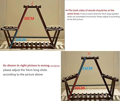 Miniatura 6 de NIREUS Soporte para plantas para interiores y exteriores, el soporte de madera para múltiples plantas se utiliza para terraza, sala de estar,