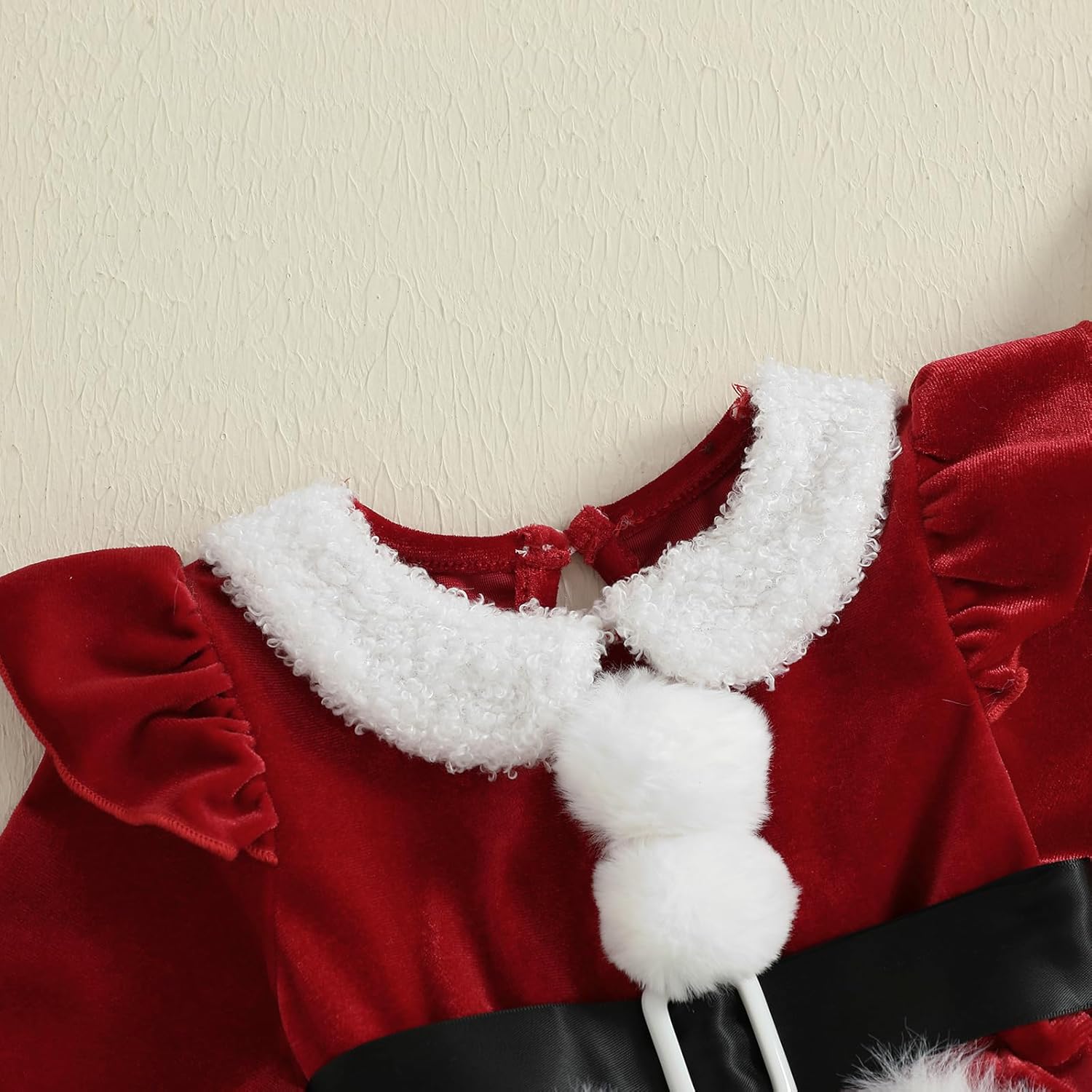 Newborn Baby Girl Christmas Outfit Ruffle Long Sleeve Red Velvet/Plaid Romper Dress Xmas Cute Fall Winter Clothes - Image 2