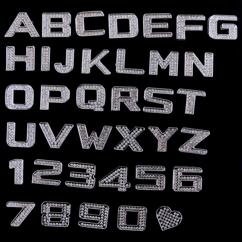 LOOM TREE Rhinestone Diamante DIY Number 7 Alphabet 3D Car Badge Sticker Decal Emblem