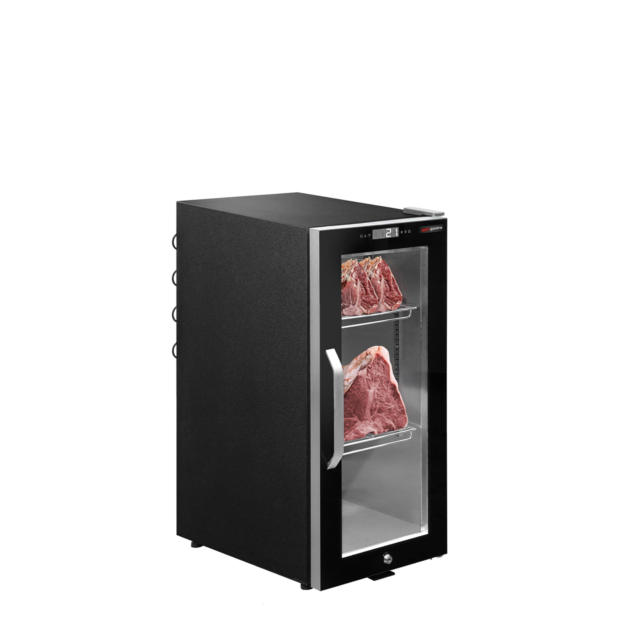 GGM Gastro Fleischreifeschrank 395mm 87L Schwarz | Optimale Fleischreifung, hygienischer Edelstahl SUS304, zeitsparende Reinigung, geräuscharmer Betrieb, flexibel ausrichtbar