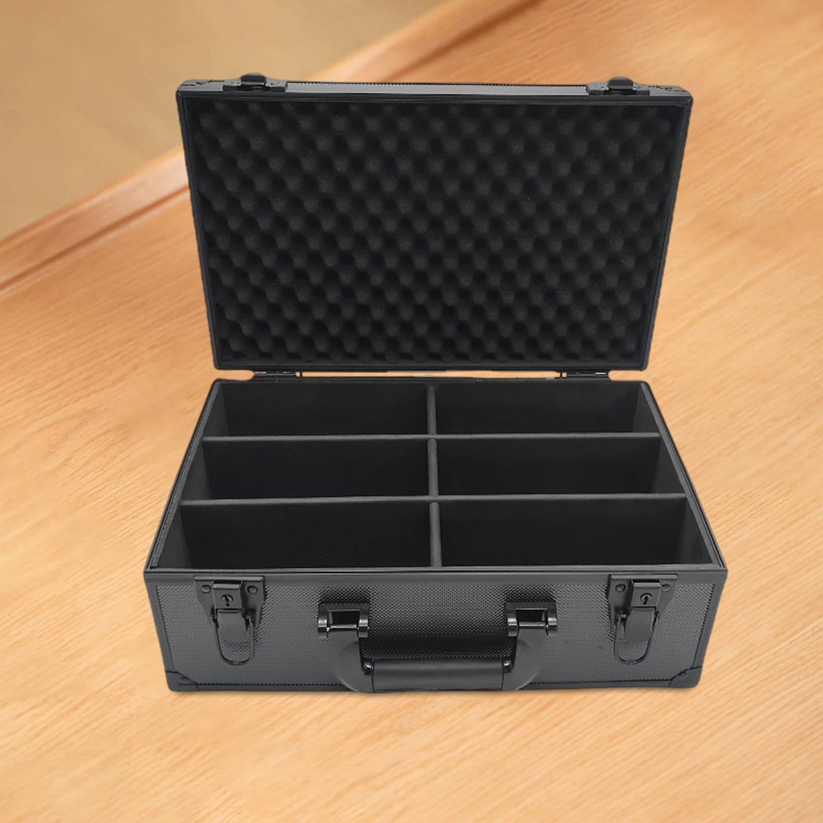Kartenaufbewahrungskoffer Sammelkarten Aufbewahrungsbox mit Trennwänden Kartenhalter Hartschalen Etui Aluminiumlegierung für Sammler Aufbewahrung, 380x270x140mm