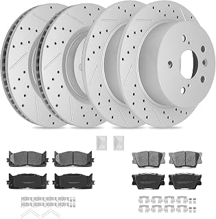 Disc Brake Kits with Pads and Rotors Front & Rear Drilled Slotted Vented Rotor for