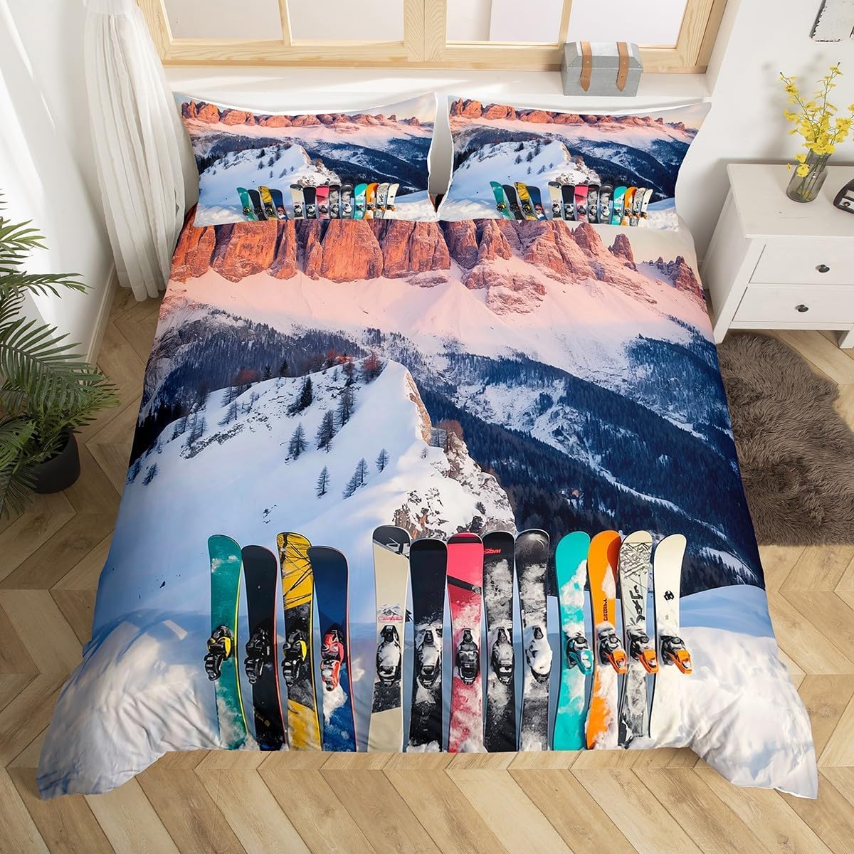 Parure de lit montagne enneigée 240x220 pour ambiance chalet