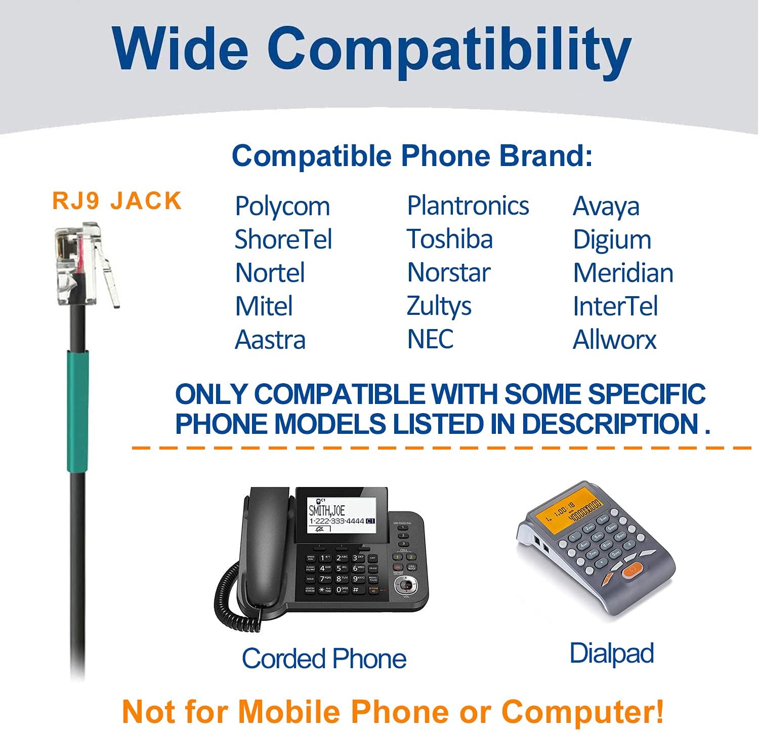 Phone Headset RJ9 with Microphone Noise Cancelling & Volume Controls, Office Telephone Headset Compatible with Polycom Plantronics Avaya ShoreTel Toshiba Digium Nortel Landline Phones, Clear Calls : Electronics