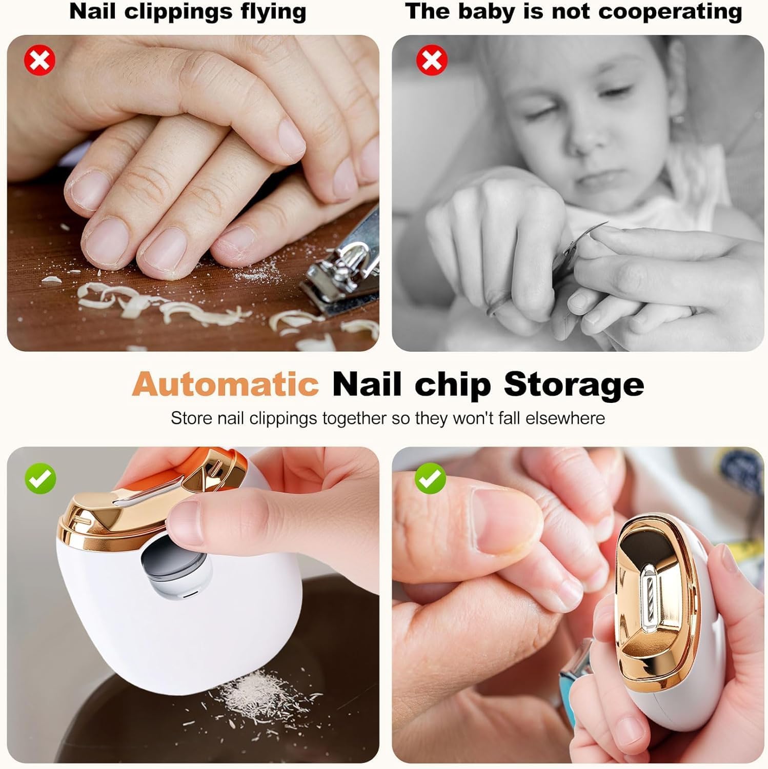 electric nail clipper, 2026 new 2-in-1 automatic nail trimmer, adjustable in 2 levels, nail chip storage, usb rechargeable, suitable for infants, seniors, and adults