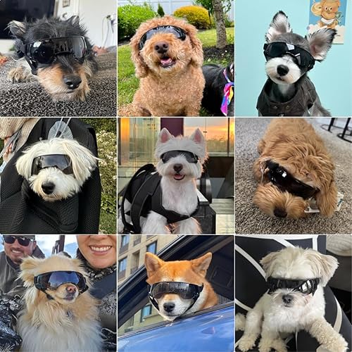 Miniatura 8 de Gafas de sol para perros de raza pequeña a media, lentes UV400 antivaho para cachorros, gafas de sol ajustables y ligeras para perros, para