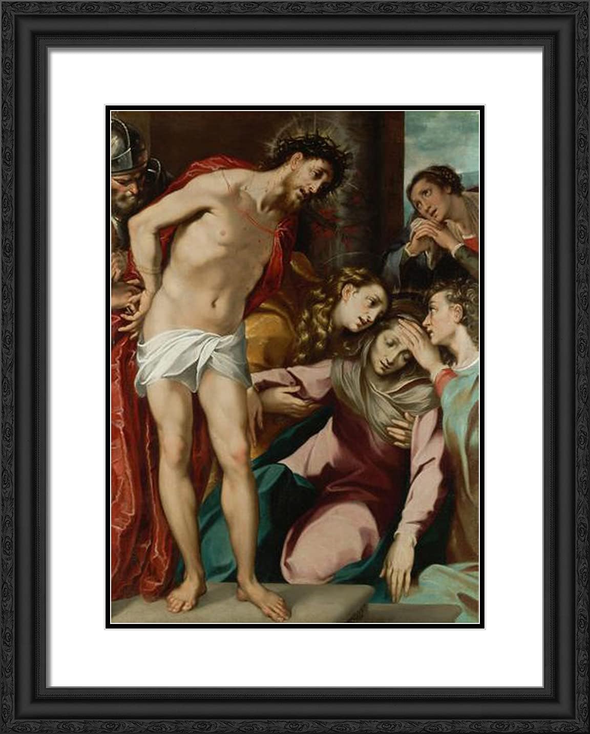 ArtDirect Del Sarto, Andrea 20x24 Gold Ornate Framed Art Print with Double Matting Titled: Christ at the Scourge Column