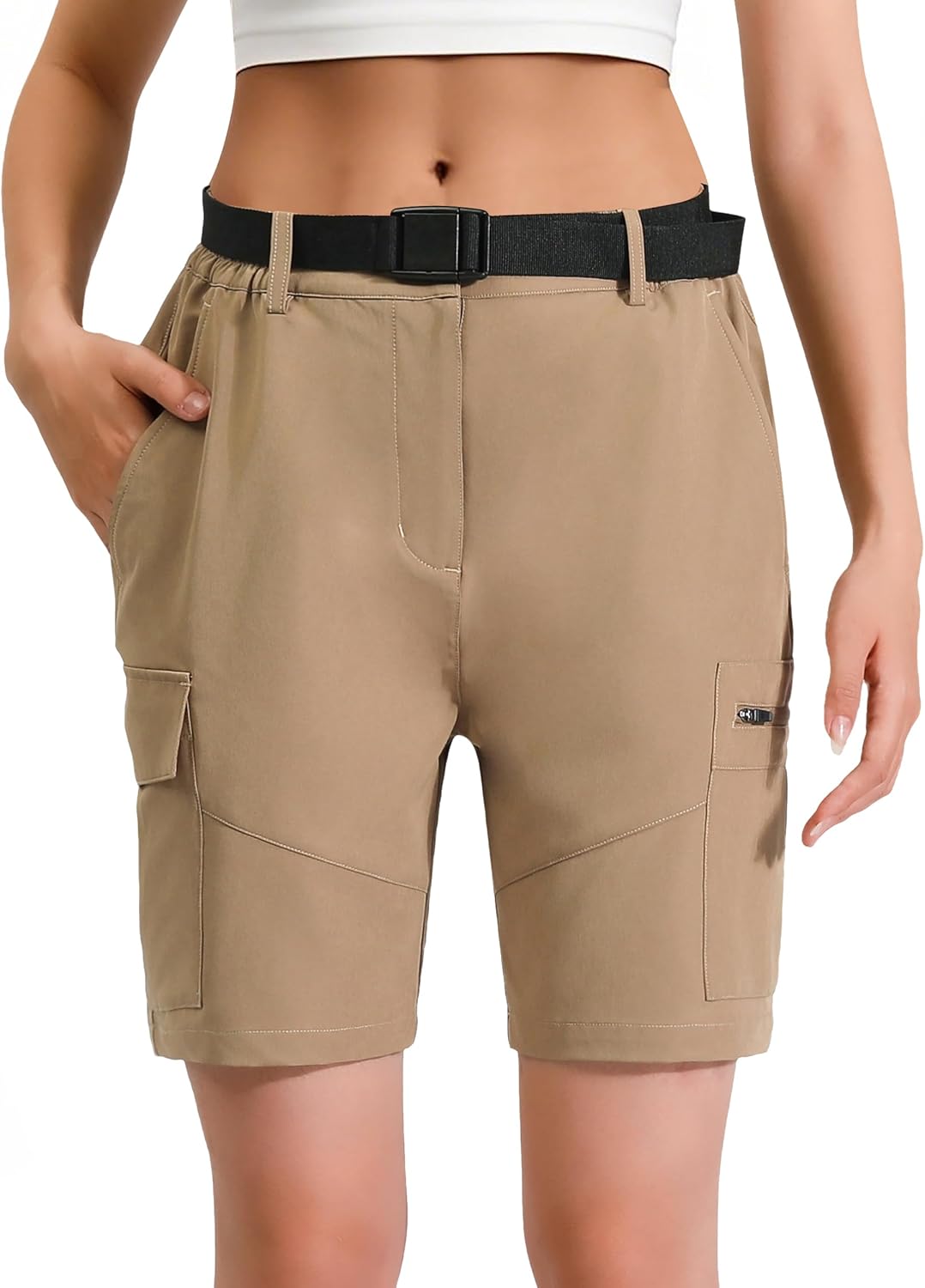 Women’s 7” Hiking Cargo Shorts with Multiple Pockets Lightweight Quick Dry Athletic Outdoor Golf Casual Summer Shorts
